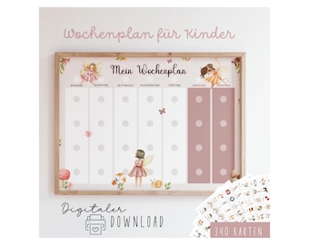 Wochenplan für Kinder mit Routinekarten, Wochenübersicht Fee, Tagesplaner Kinder, Wochenplaner Montessori zum AUSDRUCKEN