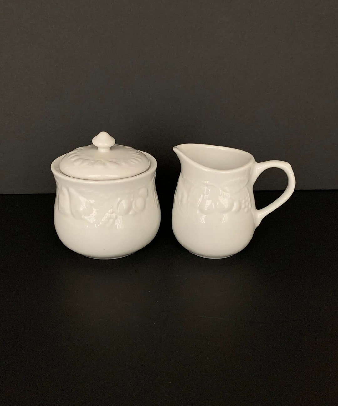 Sugar Bowl and Creamer Fruit De Blanc 1995 Tabletops Etsy