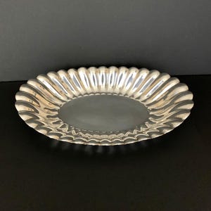 Oblong Silver Plated  Fluted Bowl / Serving Platter