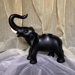 PartyLite Black African Inspired Trumpeting Elephant Tealight Holder