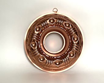 Vintage Copper Colored Round Jello Mold, Wreath Dessert Mold, Circular Cake Pan, Bundt Pan, Farmhouse Country Kitchen Decor, Retro Decor