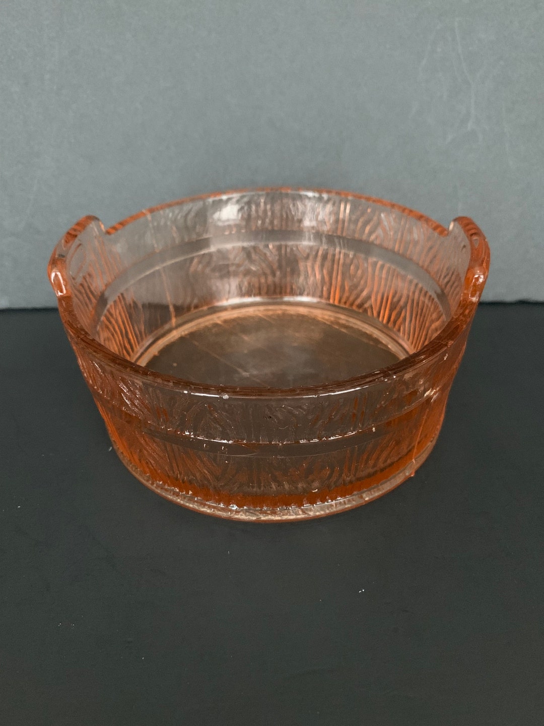 Diamond Glass Pink Barrel Bowl, 1950s Midcentury Modern, Candy Dish