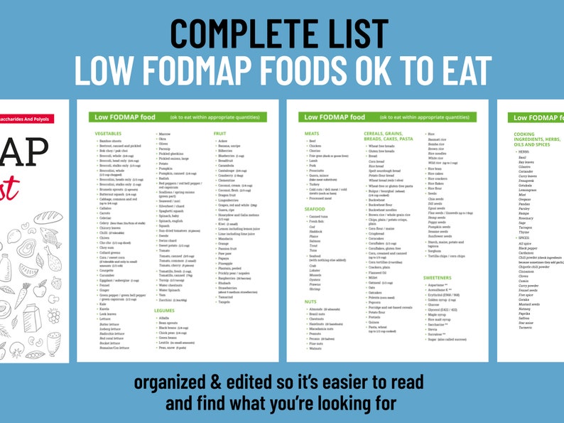 FODMAP food list IBS food list digital printable food - Etsy.de