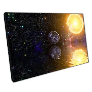Ethereal Fantasy Sky Reflection Canvas Art: Vibrant Abstract Print for Home & Office Walls