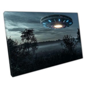 UFOエイリアン宇宙船ウォールアートプリント（キャンバス）ホームオフィス装飾