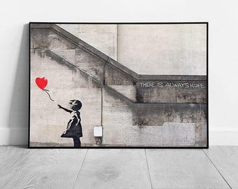 バンクシー – リトグラフ「風船を持った少女」 - 額入り - Etsy 日本