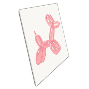 Impresión artística en lienzo con un perro globo de burbujas en rosa empolvado: una linda ilustración para decorar el hogar y la oficina.