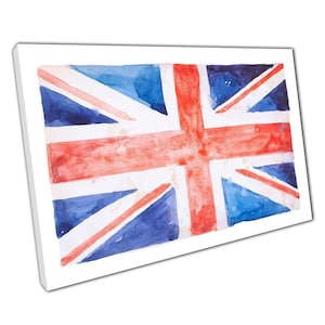 Union Jack Canvas Wall Art Print  United Kingdom Watercolour Decor for Home  Office