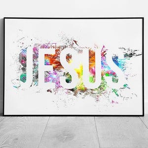 Impression d&#39;art murale Jésus encadrée - Image décorative religieuse prête à accrocher pour la maison, l&#39;église, le bureau