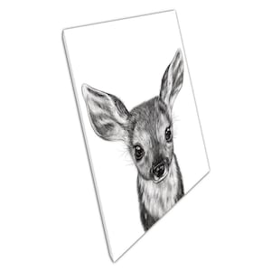 Baby Deer Fawn Sketch Canvas Wall Art Print for Home Office Decor