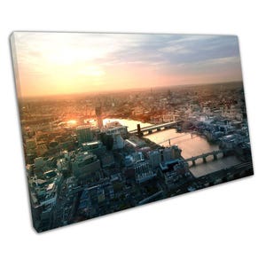 London Sunset Canvas Wall Art - River Thames  Bridges Home Office Decor