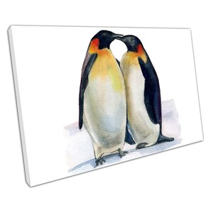 Arte mural romántico de pingüinos: ilustración encantadora para el hogar, la oficina, bodas y regalos para parejas.