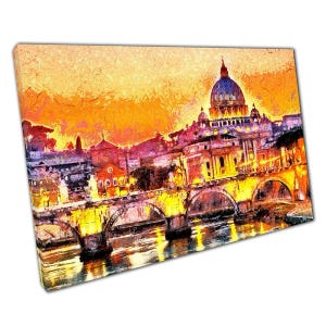 St Peters Basilica Illuminated Canvas Wall Art for Home  Office Decor