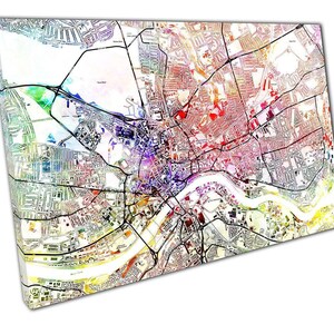 Impression d'art sur toile, carte des rues de Newcastle, Royaume-Uni, impression d'art sur toile, prête à accrocher pour la maison et le bureau