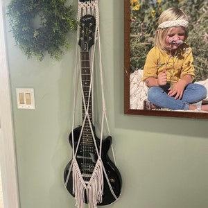 Macrame Guitar Hanger: Boho Wall Mount, 5ft