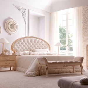 Klassisches Italienisches Hand geschnitztes Luxusbett / Handgefertigtes Teak Holz Bett / Boho Bett / Plattformbett / King Queen Twin Full Cal King Plattform Bettrahmen