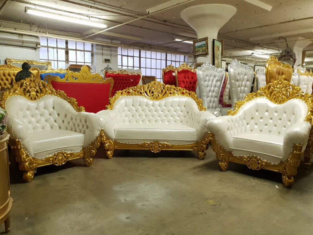 Royal Throne Sofa Chair/ Royal Throne Love Seat Sofa/ Antique Vintage