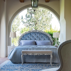 Luxury Hand Carved High End Classic Italian Bed / Handcrafted Boho Flower Platform Bed / King Queen Twin Full Cal King Platform Bed Frame