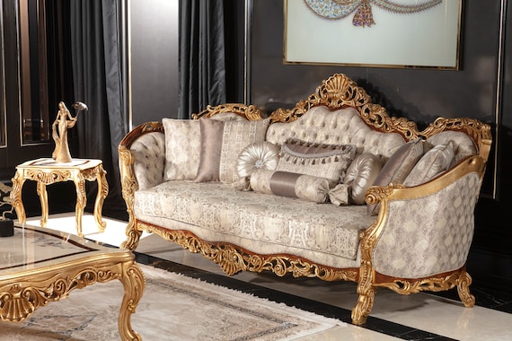 French King Louis XVI Luxury Royal Sofa Set Furniture 2 X 3 Seater