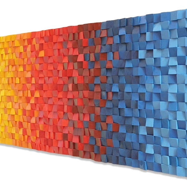 Mosaico Pannelli diffusori acustici acustici da parete in legno Arte astratta su legno di recupero Pannelli 3d geometrici da parete per la decorazione del soggiorno