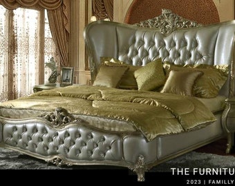 Elegent Fairytale wings tufted royal bed in king queen size luxury bed in french style