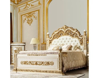 French Louis XVI Classic Style White and Gold Bedroom set