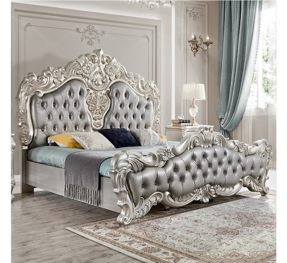 Silver full size bed frame discount