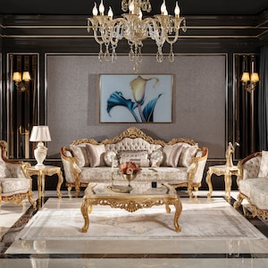 French King Louis XVI Luxury Royal Sofa Set Furniture 2 X 3 Seater Sofa ...