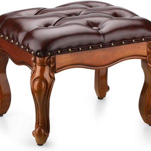 French Style XVI Settee Sofa Victorian Style Chaise Lounge Antique 1920s Overstuffed Brown Silk Damask Upholstered vintage ottoman Stool.