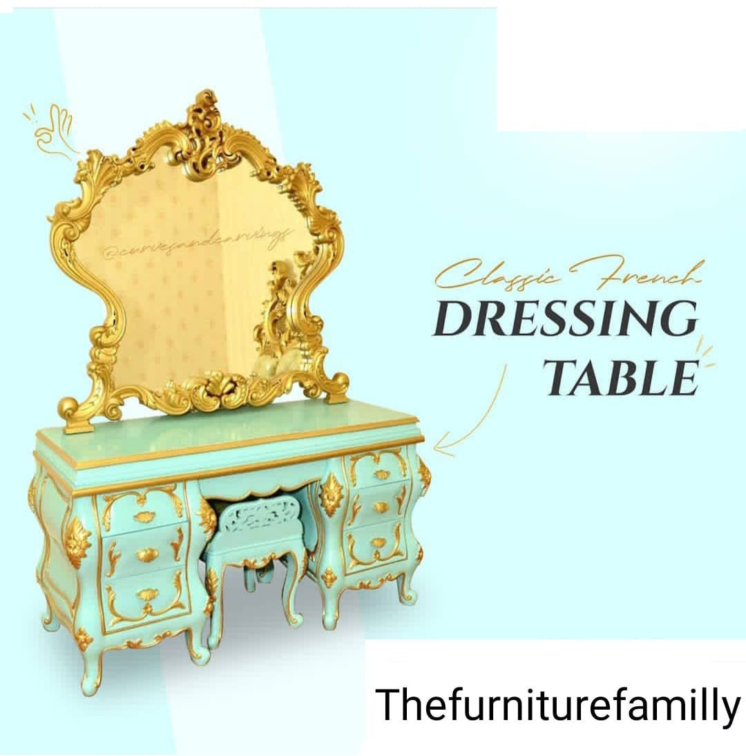 Handcrafted Vintage Dresser With Seat and Mirror/ French Vanity Desk