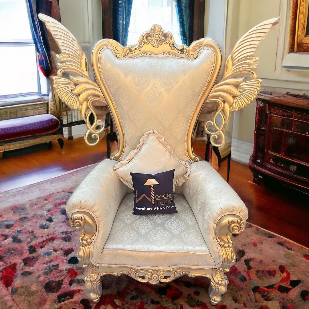 Luxurious High Back Throne Chair With Special Wings Wing Etsy