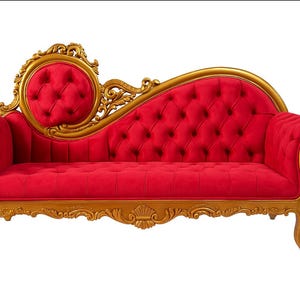 Suzane Belibi Kundenspezifische Bestellung links Pune Sofa im französischen Stil / Chaise Lounge im viktorianischen Stil / Antikes Holzfinish / Getufteter pinkfarbener Samt