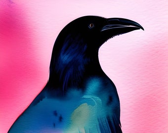 Crow digital art watercolor style