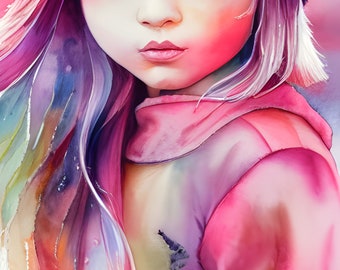 Digital colorful print of a girl