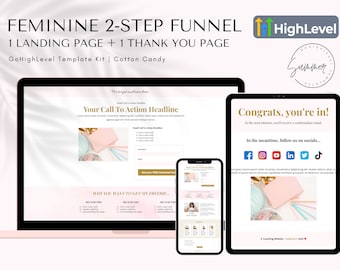 GoHighLevel Funnel Template Kit – Feminine Landing Page, Thank You Page