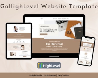 GoHighLevel Website Template - Neutral Beige - Für Coaches, Business Besitzer, Bercher - Go High Level