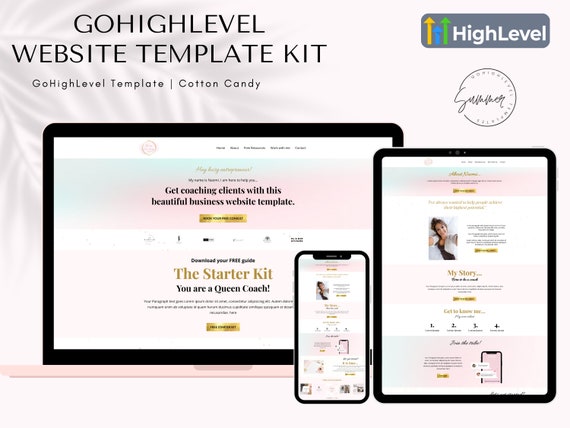 Feminine Coaching Website Template, Pink Gold Design for GoHighLevel