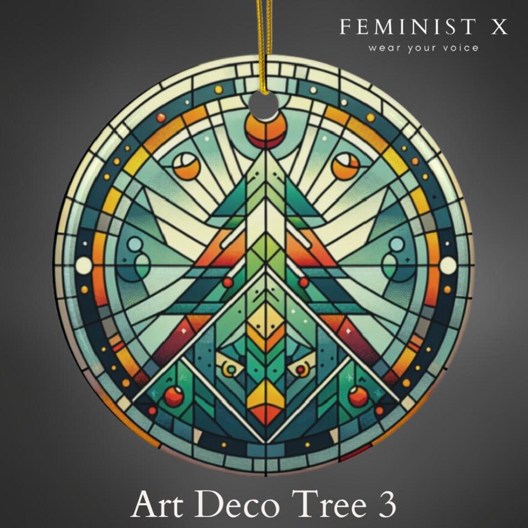Art Deco Christmas Tree Stained Glass Style, Christmas Ornament ...