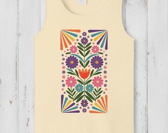 Folk Art Floral Tank Top, Boho Anti-Trump Statement Shirt