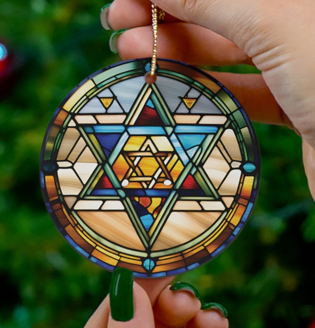 Star of David Tree Ornament, Hanukkah, Chanukkah, Holiday Gift, Stained