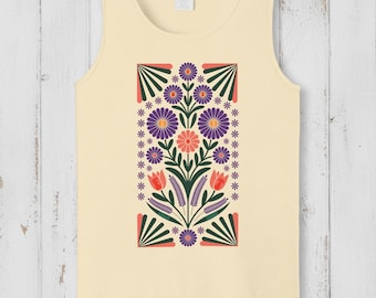 Folk Flower Political Tank Top, Feminist Protest Shirt, Women's Rights Resistance Tee