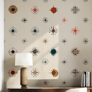 Mid Century Atomic Starburst Wallpaper For Retro Modern Interiors