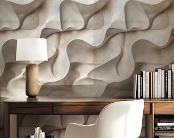 Carta da parati con texture in pietra Japandi neutra – Rotolo moderno e minimalista