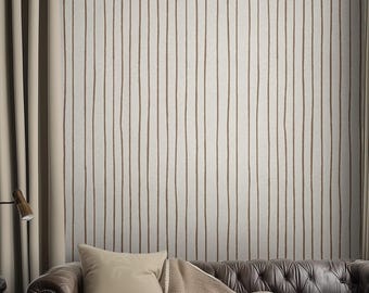 Beige Stripe Wallpaper, Neutral Lines Wall Mural, Minimal Peel and Stick Wallpaper