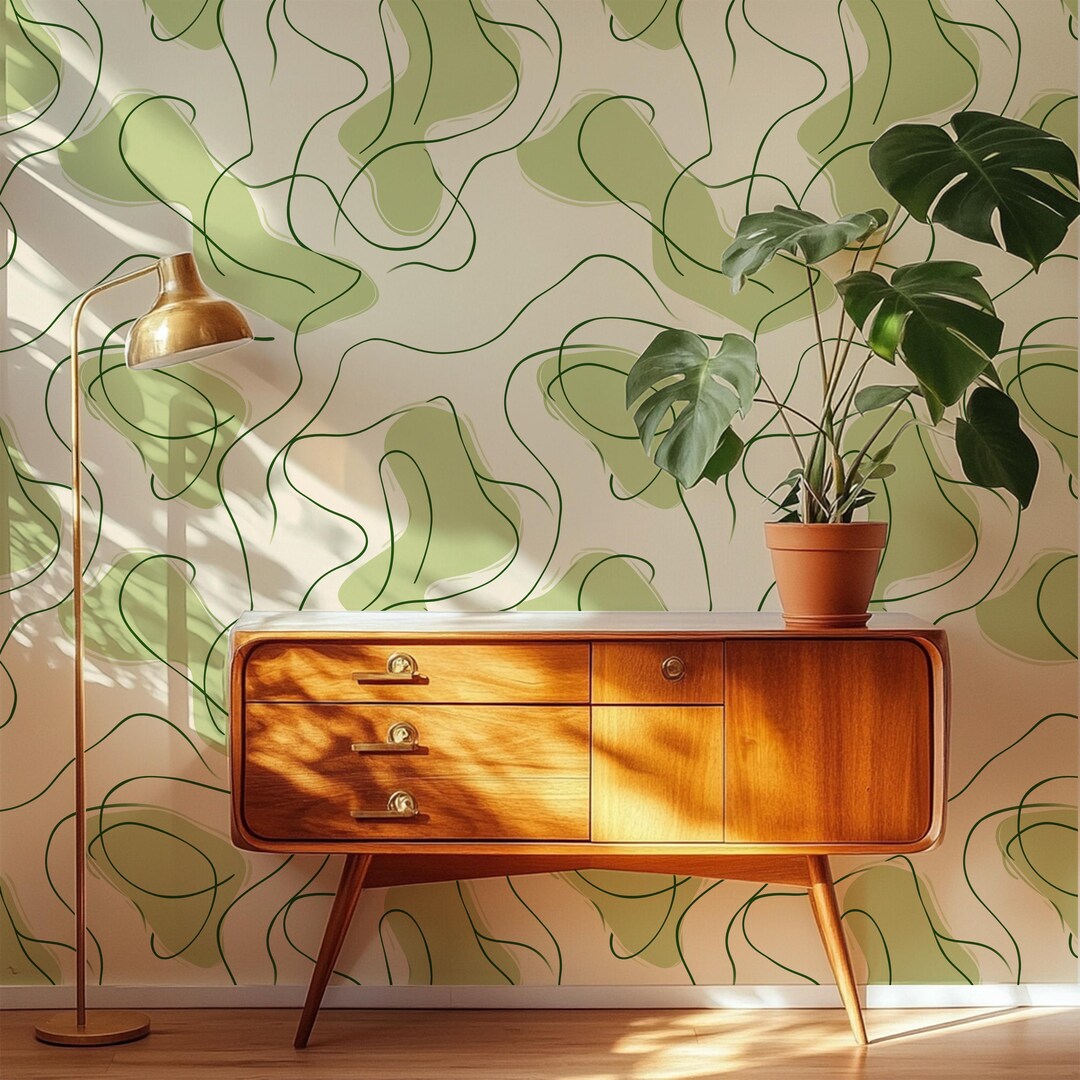 Sage Green Abstract Wallpaper for Modern Organic Scandinavian Neutral — free download