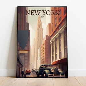 Cartel de viaje de Nueva York Arte de pared / Impresión vintage / Descarga digital