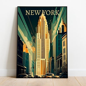 Cartel de viaje de Nueva York Arte de pared / Impresión vintage / Descarga digital