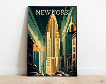 New York Travel Poster Wall Art | Vintage Print | Digital Download