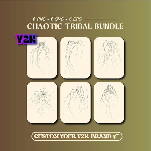 Chaotic Tribal Cybersigilism y2k SVG - Bundle Element y2k Trend - Brand Clothing PNG - Merchandising Vector EPS - Aesthetic Hoodie T-shirt