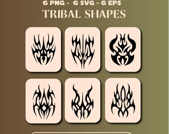 Tribal Shapes Pack für die Kreation von Designermarken SVG PNG und EPS – Tattoo oder Kreation in sozialen Netzwerken – Digitaler Download